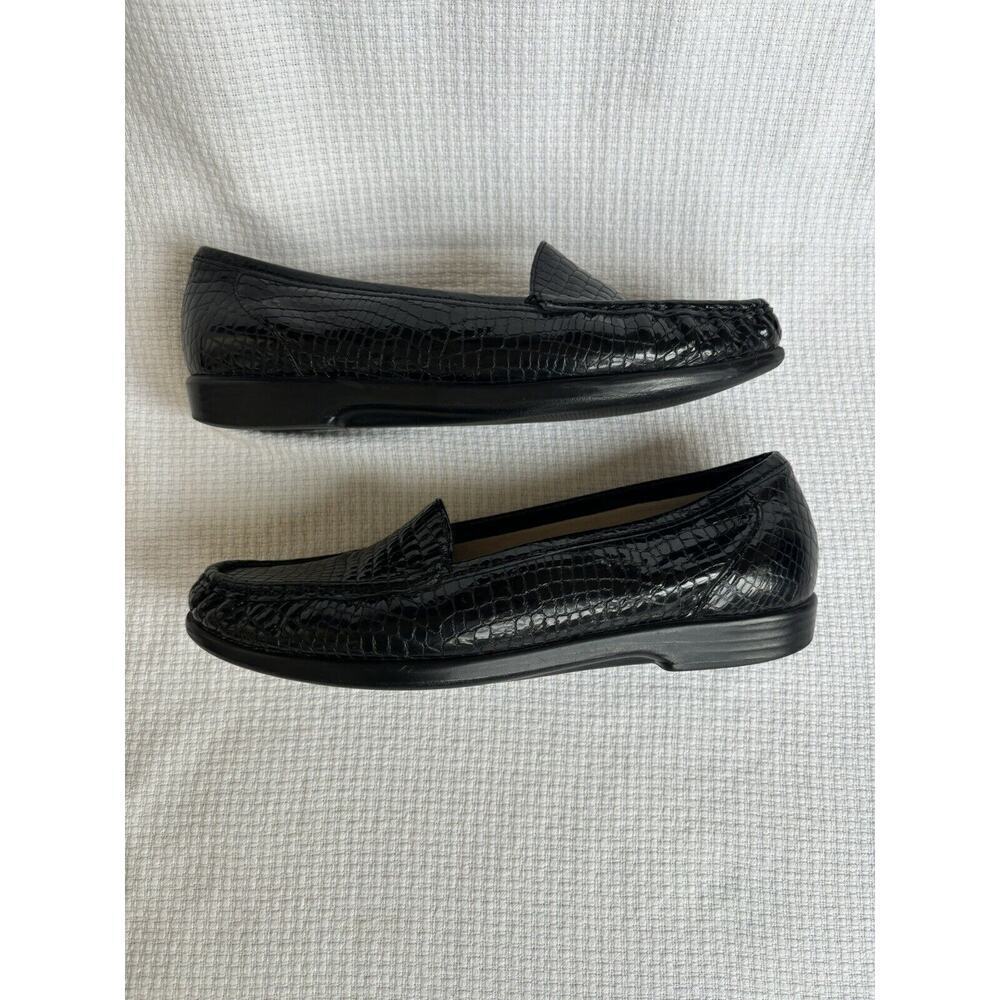 SAS Simplify Black Croc Embossed Patent Leather Loafer Comfort Women's 9.5 M - Picture 6 of 7